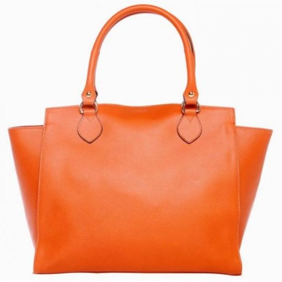 Bassira Orange Italian Leather Hand Bag - Picture 3 of 6